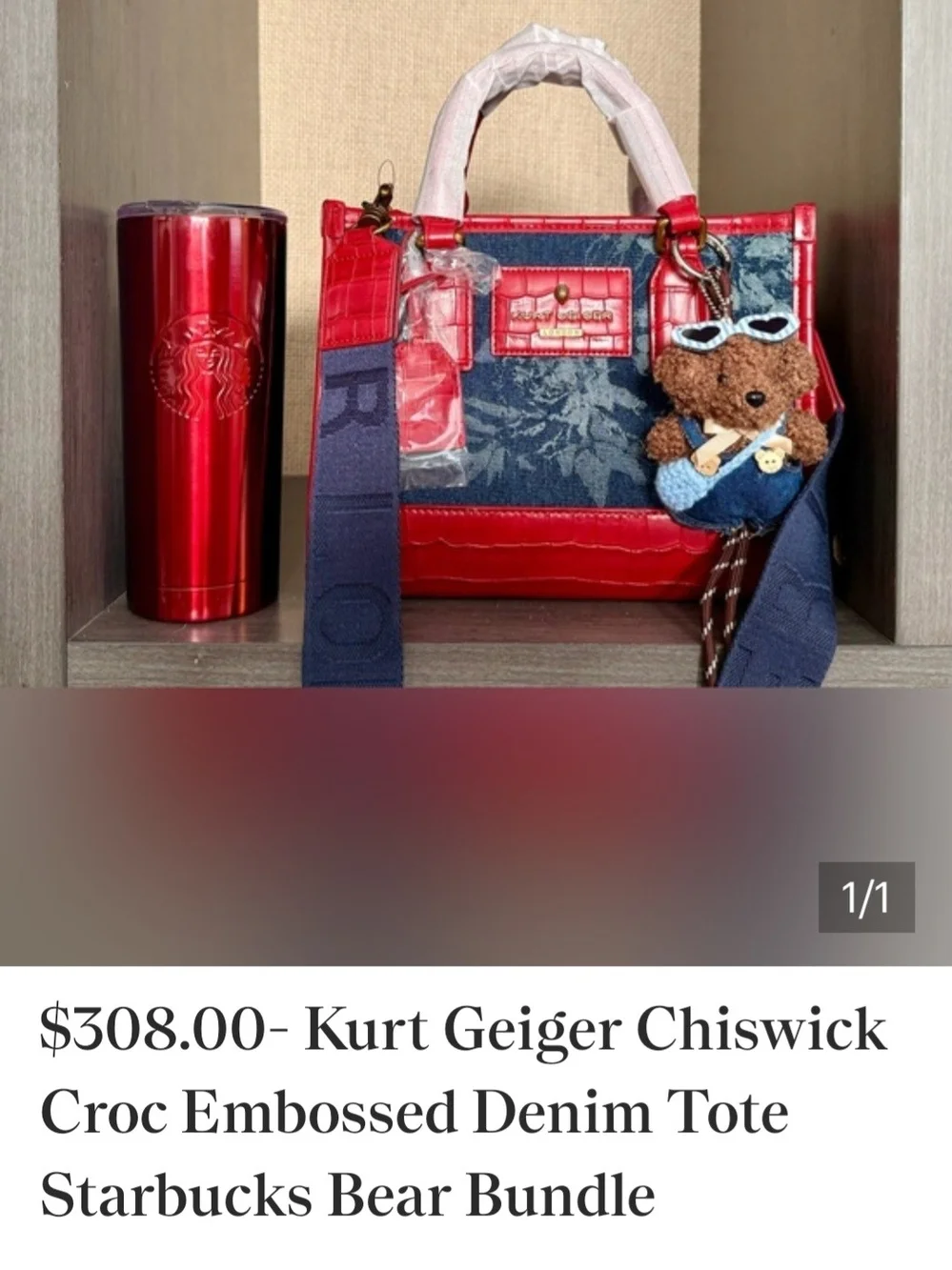 ❤️ NWT Kurt Geiger London Tote + Starbucks Bundle